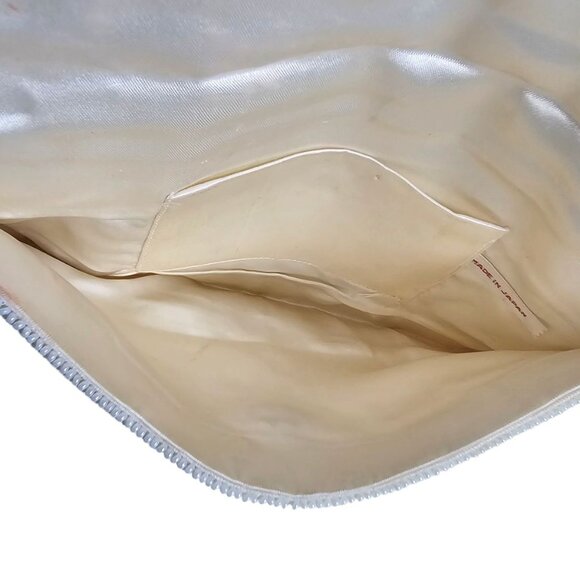 Vintage Hand-Beaded Ivory Clutch Purse Made in Japan Bridal bag - Picture 9 of 11